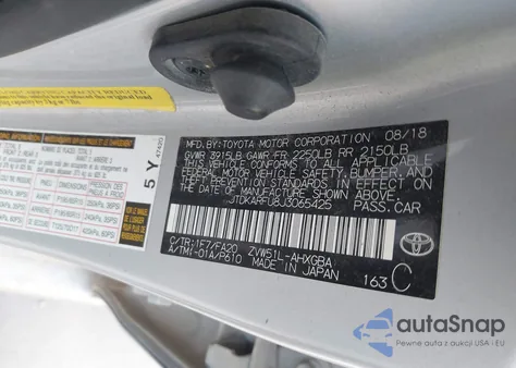 2018 Toyota Prius из США, поврежденный, VIN JTDKARFU8J3065425